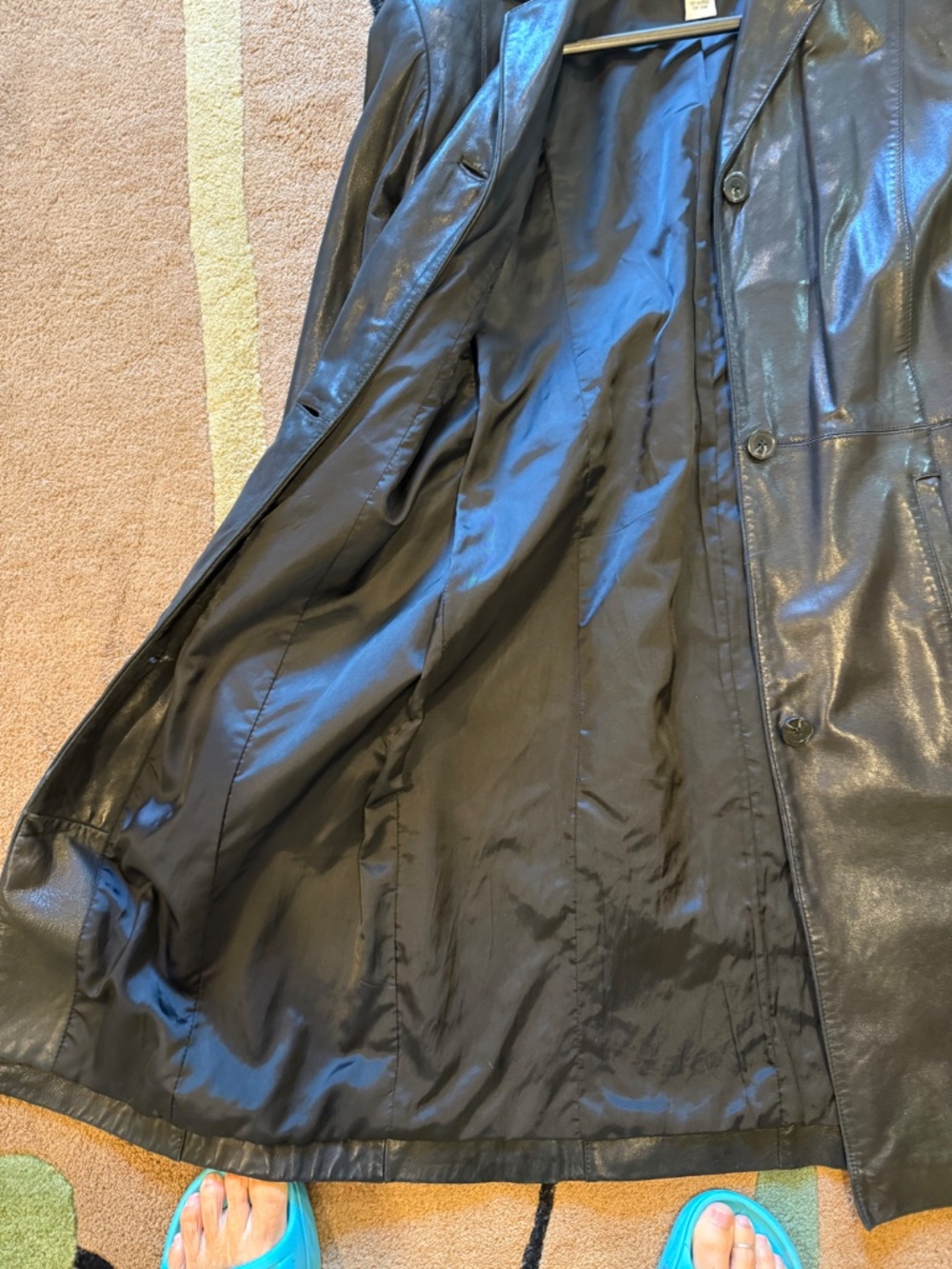 Black Leather Alfani coat, soft calf leather in a knee length Womens Med - Picture 4 of 7
